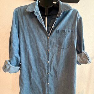 Vineyard Vines Denim Mini Shirt Dress – Size Large – 100% Cotton